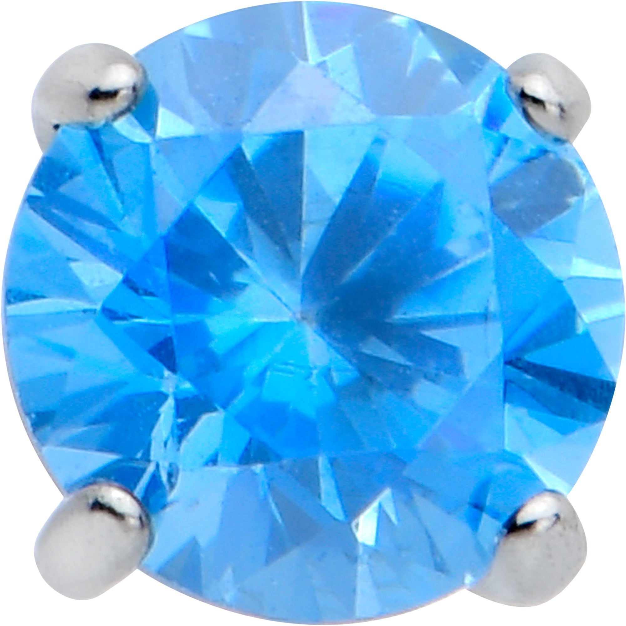 BodyCandy 16G 5/16 Blue CZ Gem ASTM F-136 Implant Grade Titanium Hex End Labret Tragus — detail close-up