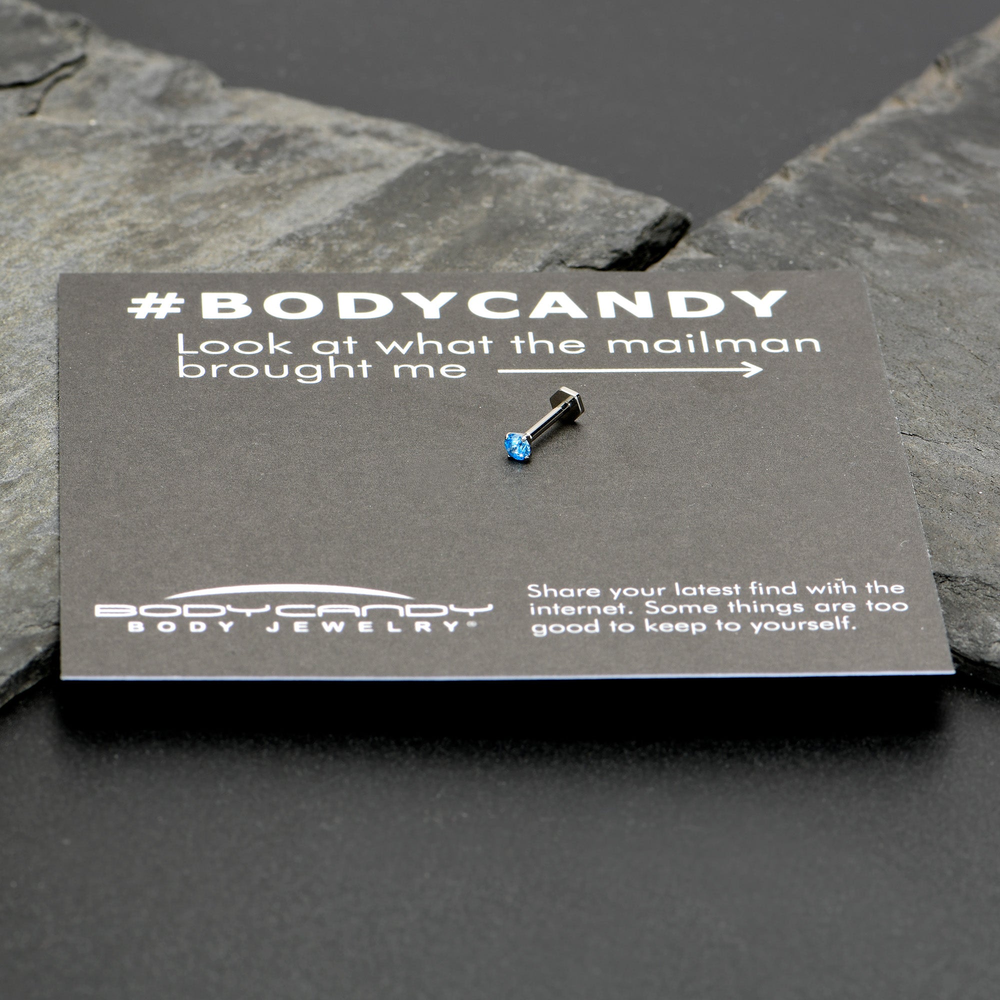 BodyCandy 16G 5/16 Blue CZ Gem ASTM F-136 Implant Grade Titanium Hex End Labret Tragus — size reference