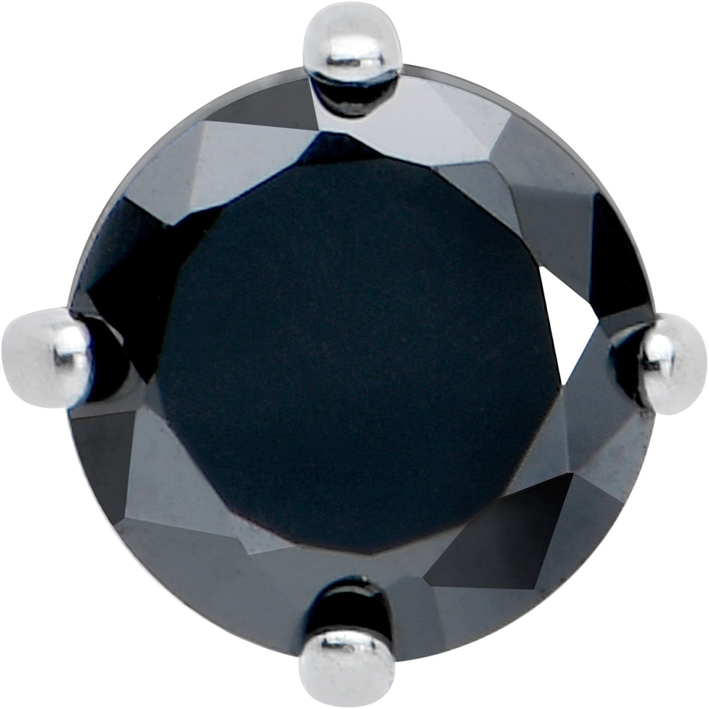 BodyCandy 16G 5/16 Black CZ Gem ASTM F-136 Implant Grade Titanium Hex End Labret Tragus — detail close-up