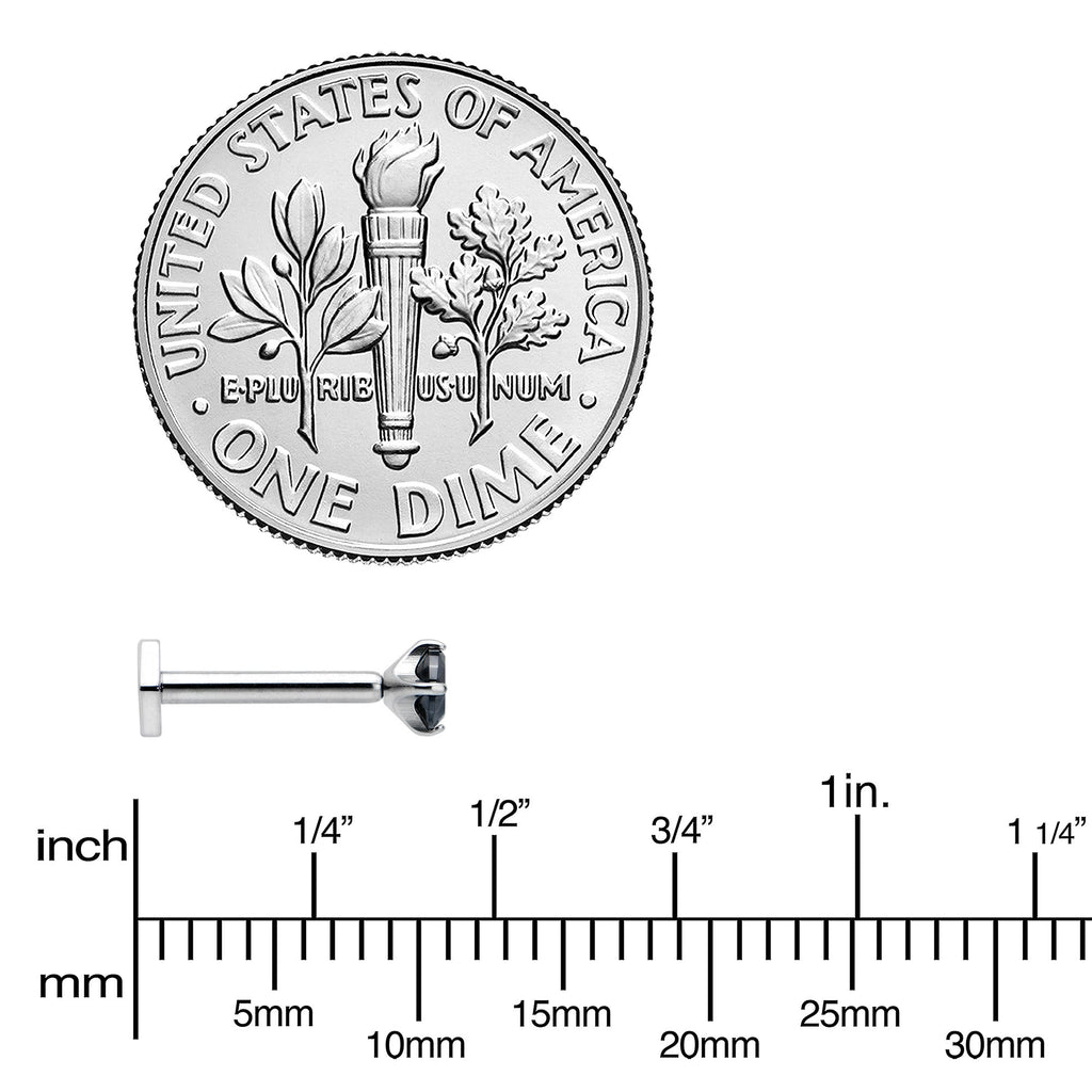 BodyCandy 16G 5/16 Black CZ Gem ASTM F-136 Implant Grade Titanium Hex End Labret Tragus — side view