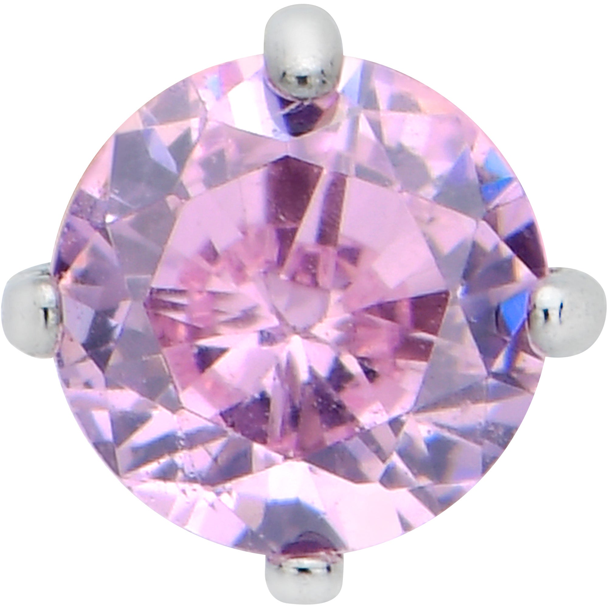BodyCandy 16G 5/16 Pink CZ Gem ASTM F-136 Implant Grade Titanium Hex End Labret Tragus — detail close-up