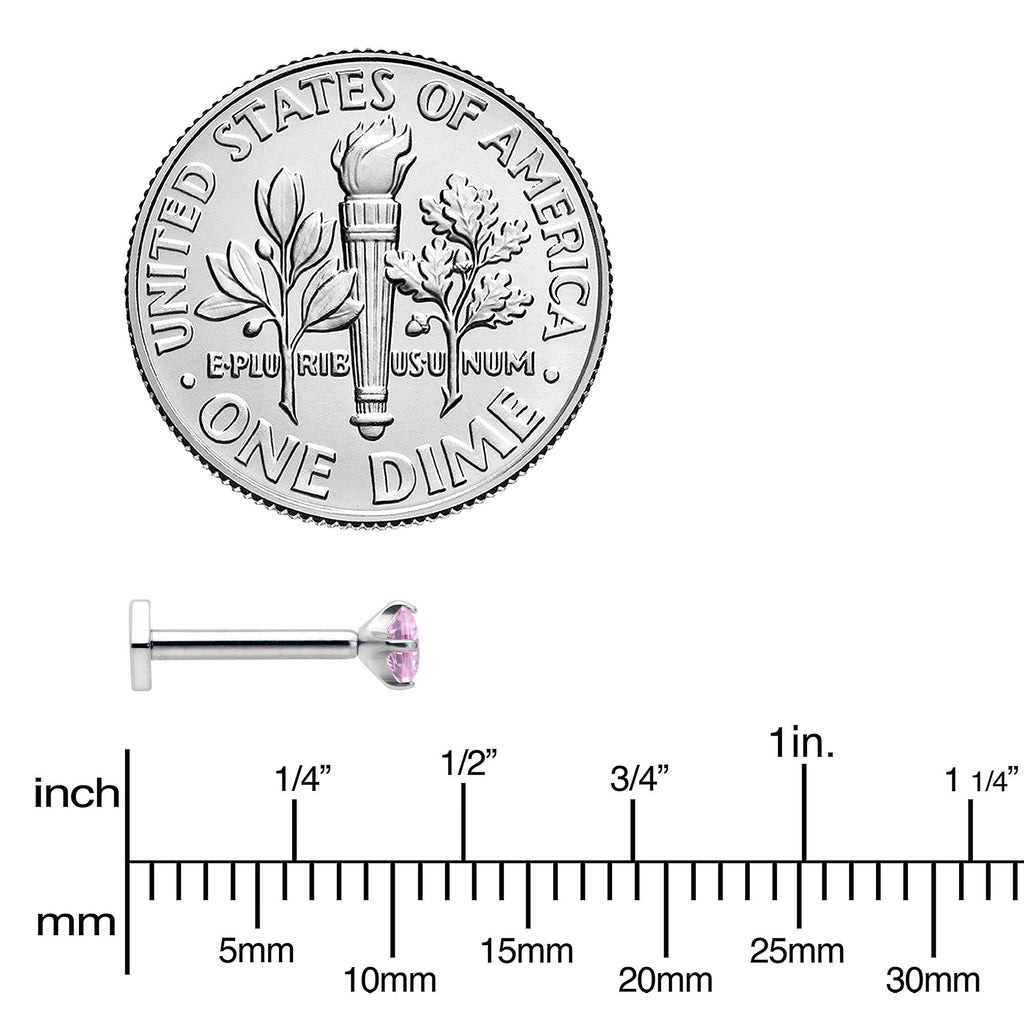BodyCandy 16G 5/16 Pink CZ Gem ASTM F-136 Implant Grade Titanium Hex End Labret Tragus — side view