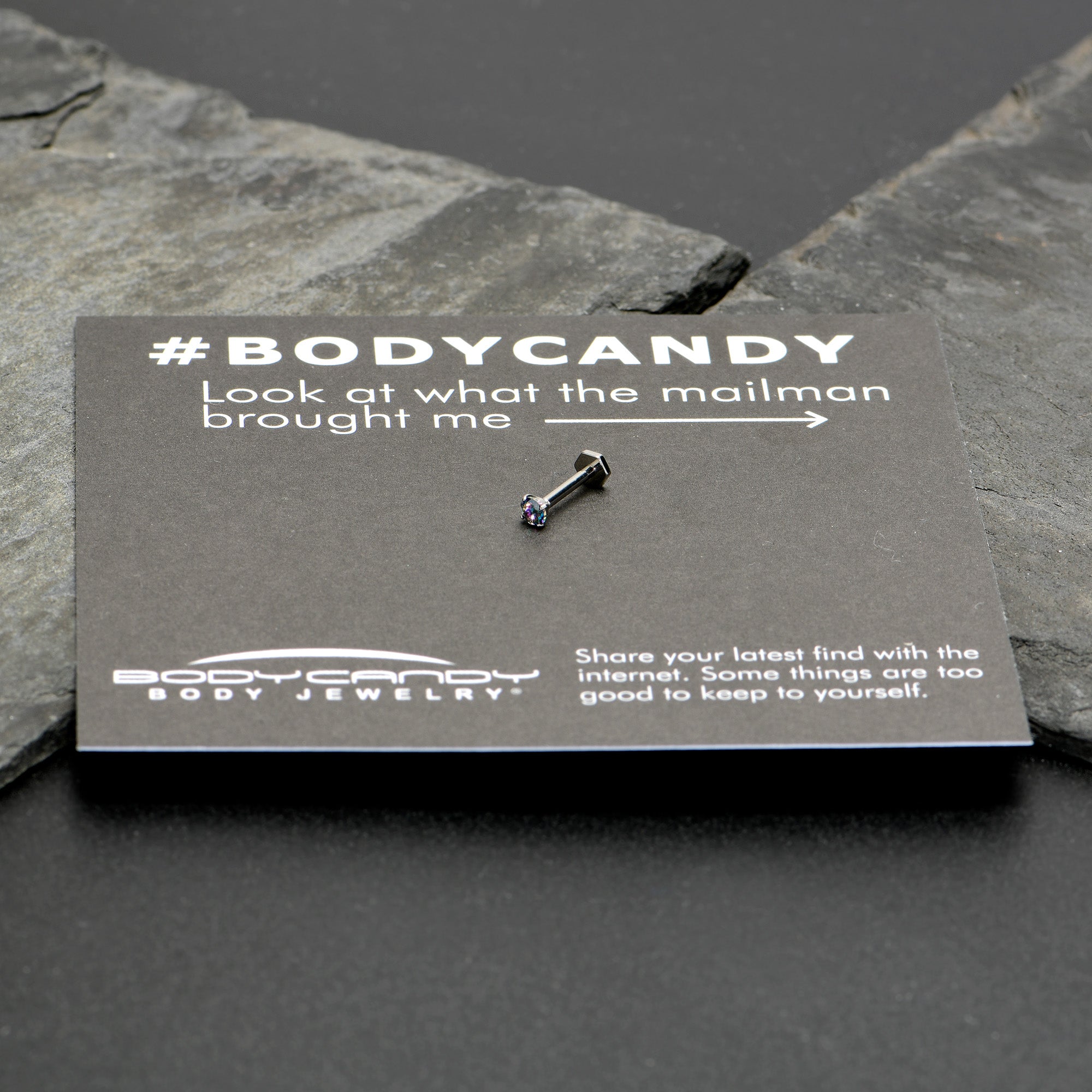 BodyCandy 16G 5/16 Vitrail CZ Gem ASTM F-136 Implant Grade Titanium Hex End Labret Tragus — size reference