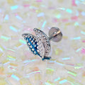 BodyCandy 16G 1/4 Lovely Leaves Blue Cartilage Labret — main product shot