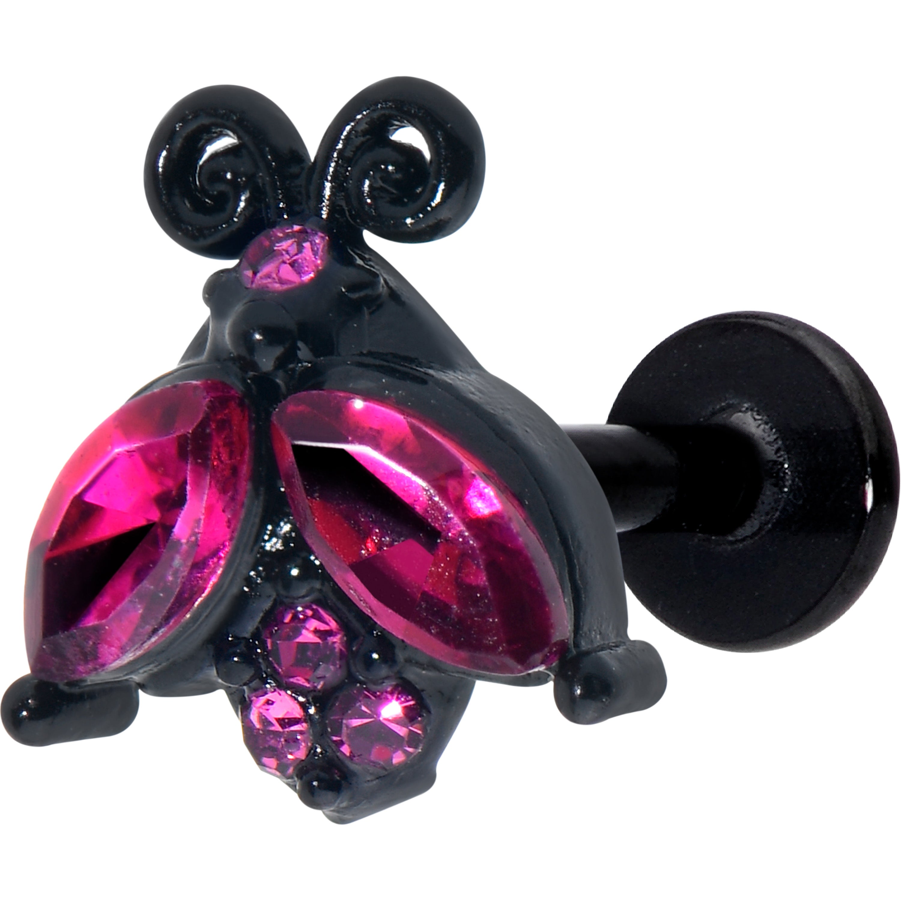 BodyCandy 16G 1/4 Pink Gem Black Night Butterfly Labret — main product shot