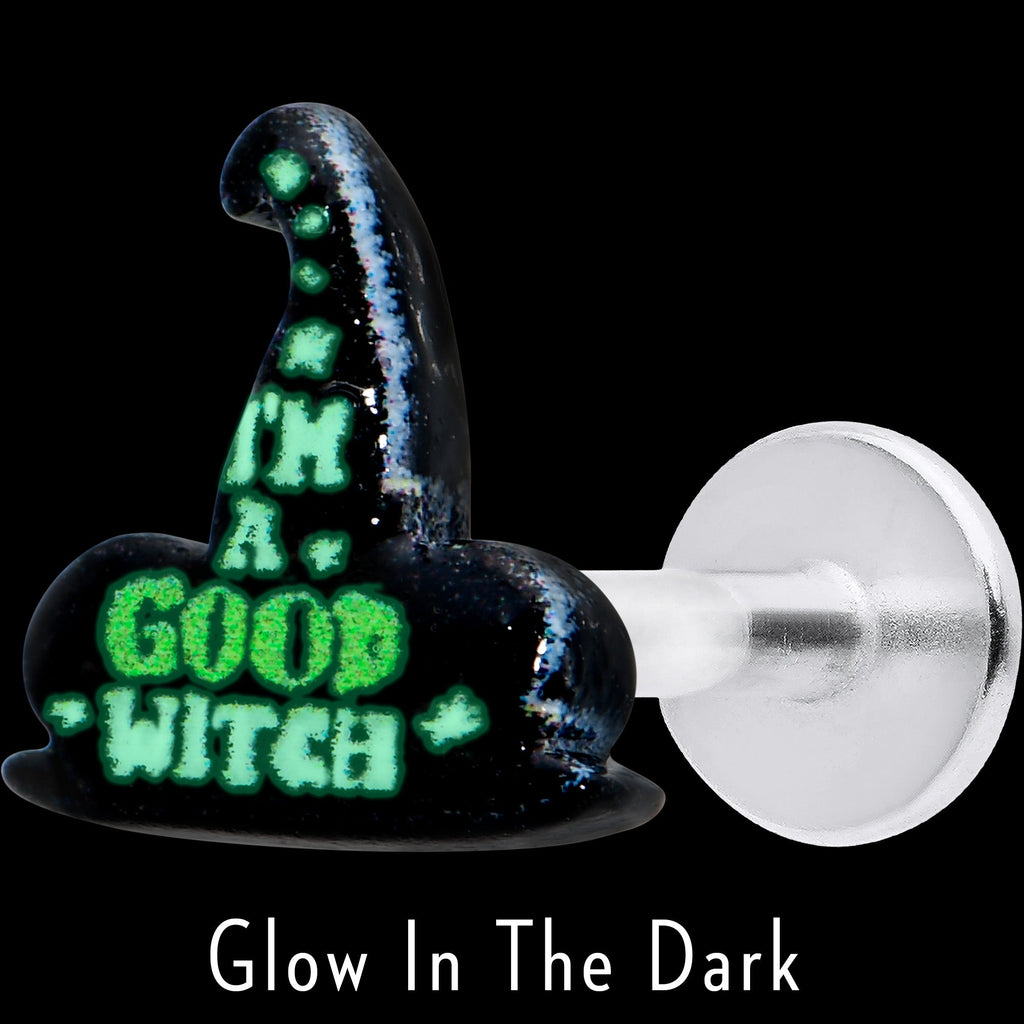 BodyCandy 16G 5/16 Good Witch Hat Glow in the Dark Labret Monroe Tragus — side view