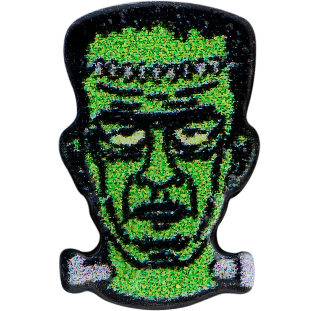 BodyCandy 16G 5/16 Frankenstein Head Green Glow in the Dark Labret Tragus — detail close-up