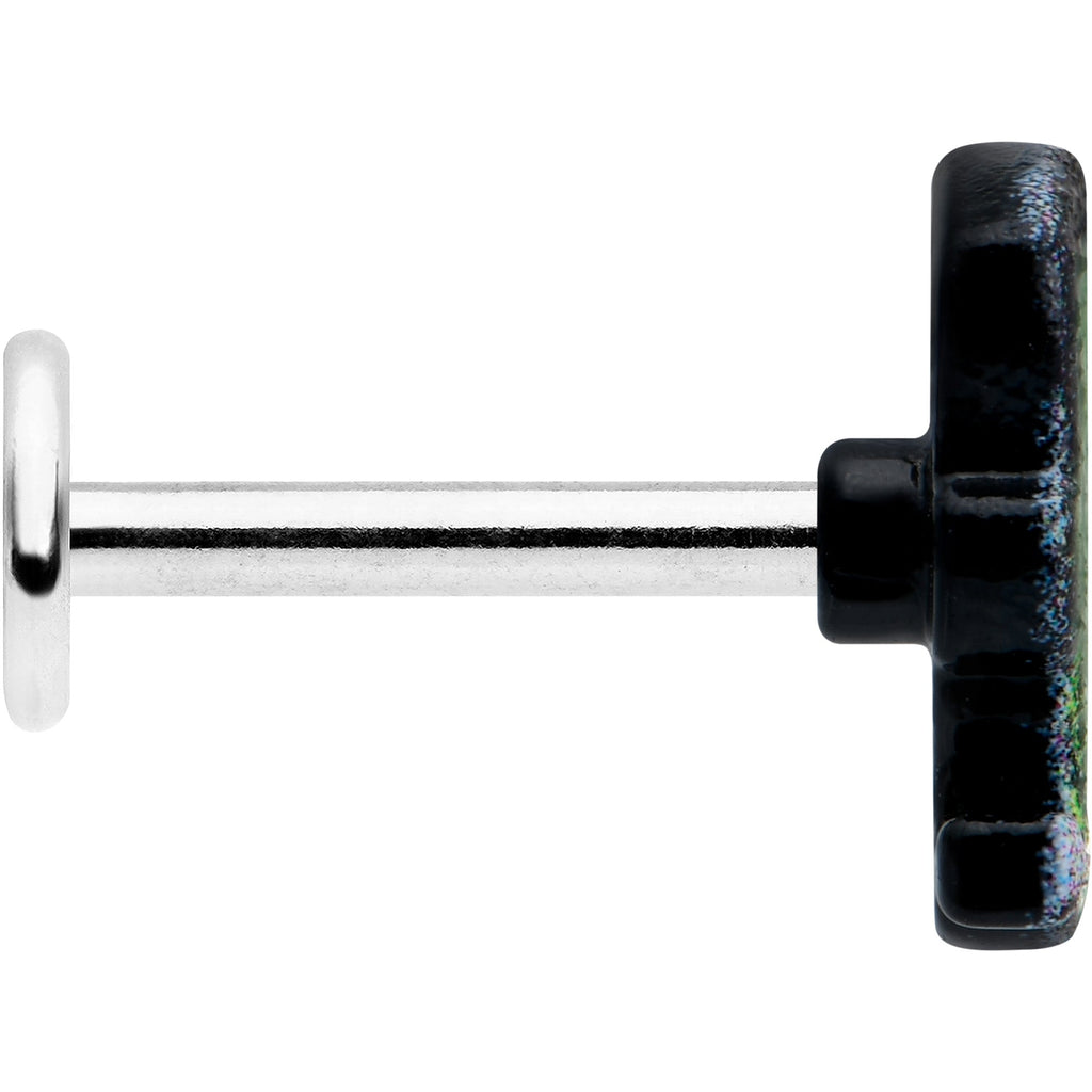BodyCandy 16G 5/16 Frankenstein Head Green Glow in the Dark Labret Tragus — lifestyle context