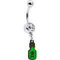 BodyCandy Clear Gem Green Poison Bottle Glow in the Dark Dangle Belly Ring — main product shot
