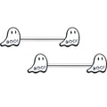 BodyCandy 14G 9/16 Halloween Ghost Glow in the Dark Barbell Nipple Ring Set — main product shot