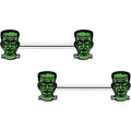 BodyCandy 14G 9/16 Frankenstein Head Green Glow in the Dark Nipple Ring Set — main product shot
