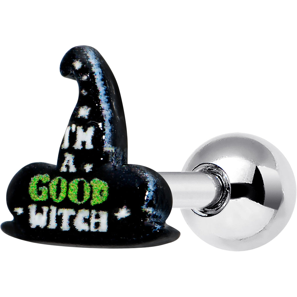 BodyCandy 16G 1/4 Good Witch Hat Glow in the Dark Cartilage Tragus Earring — main product shot