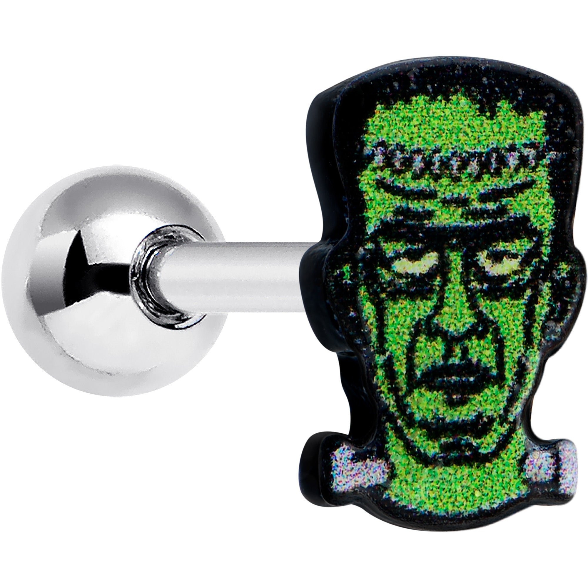 BodyCandy 16G 1/4 Frankenstein Head Green Glow in the Dark Cartilage Earring — main product shot