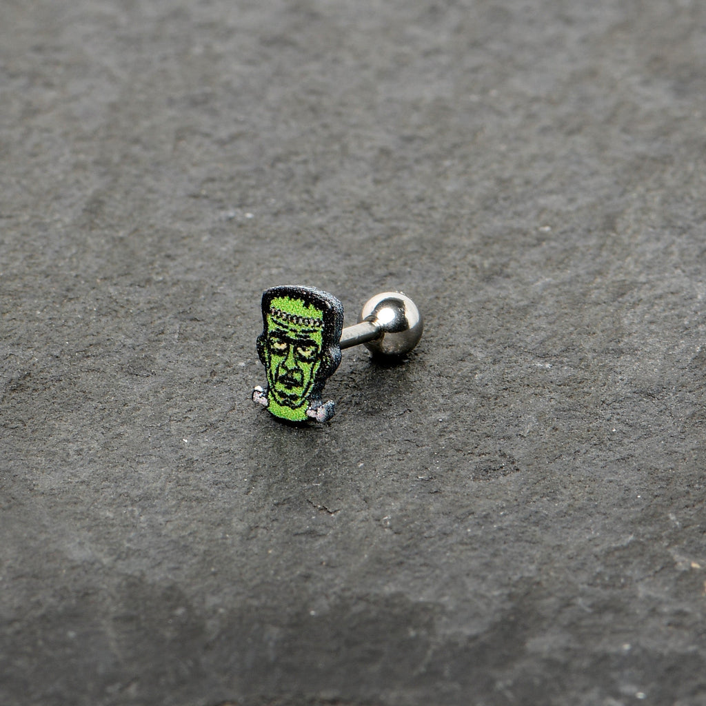BodyCandy 16G 1/4 Frankenstein Head Green Glow in the Dark Cartilage Earring — alternative angle