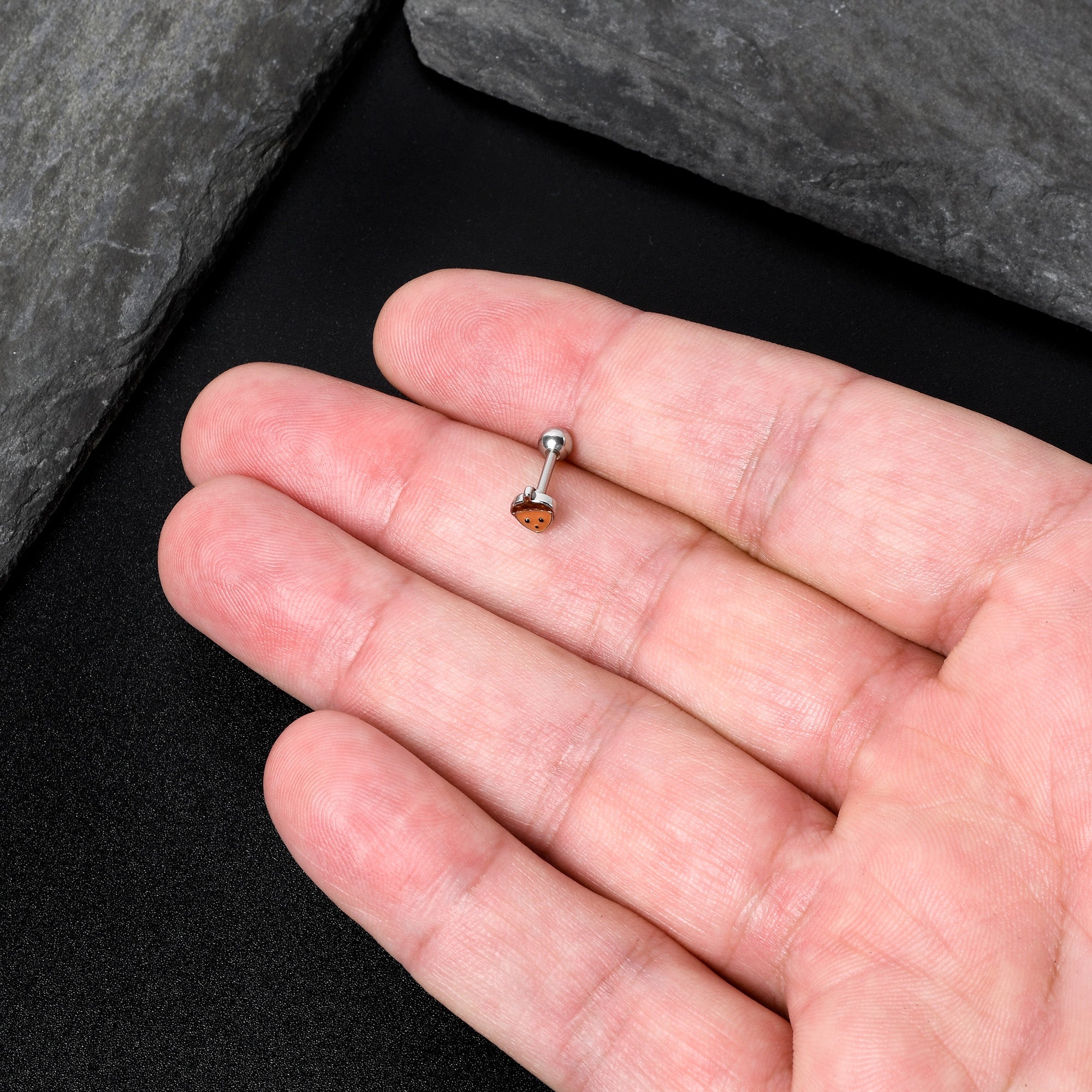 BodyCandy 16G 5/16 Acorn Face Brown Autumn Cartilage Tragus Earring — size reference