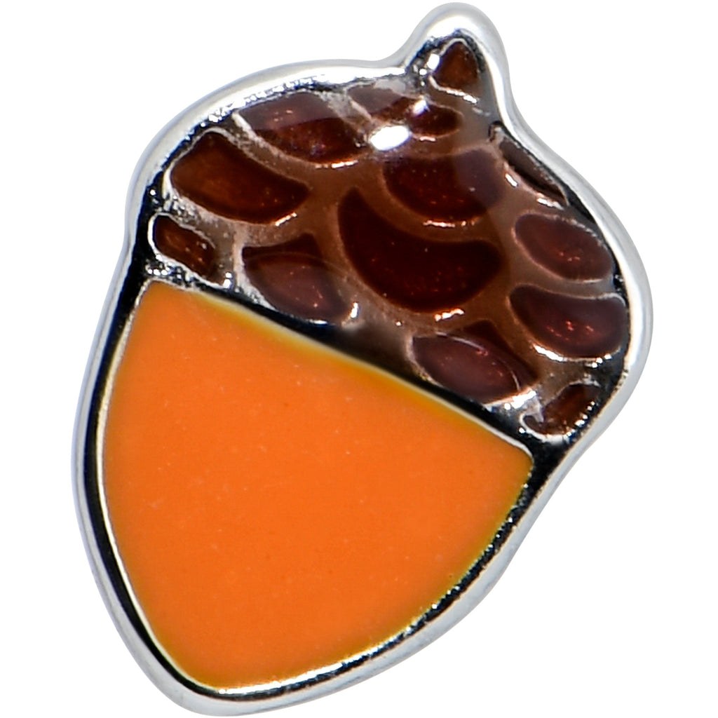 BodyCandy 16G 5/16 Autumn Acorn Brown Orange Cartilage Tragus Earring — detail close-up
