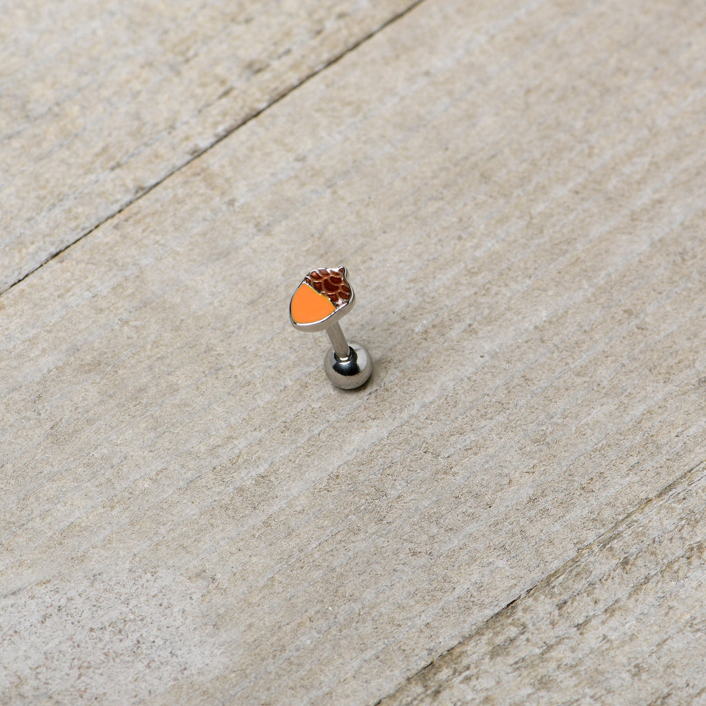 BodyCandy 16G 5/16 Autumn Acorn Brown Orange Cartilage Tragus Earring — alternative angle