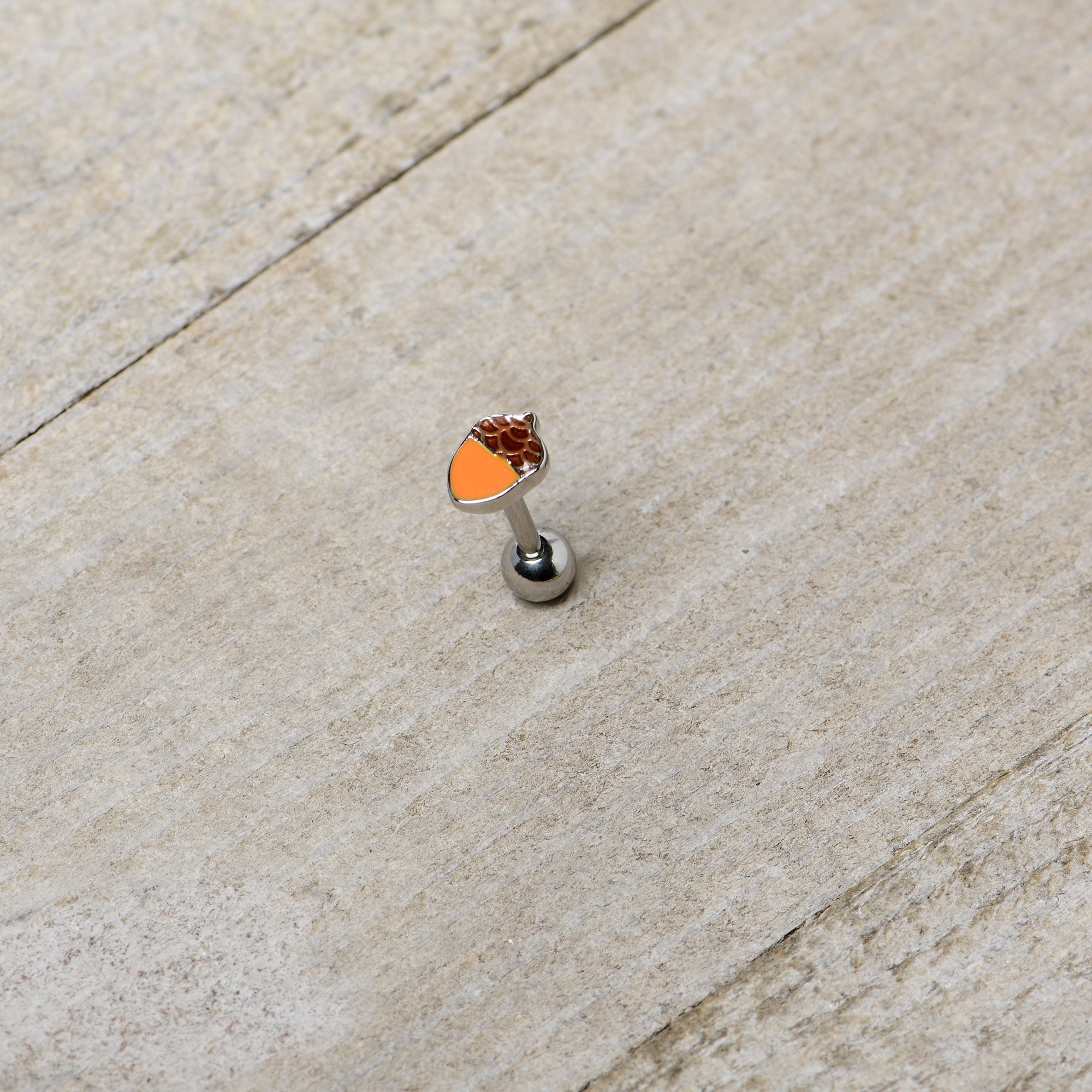 BodyCandy 16G 5/16 Autumn Acorn Brown Orange Cartilage Tragus Earring — alternative angle