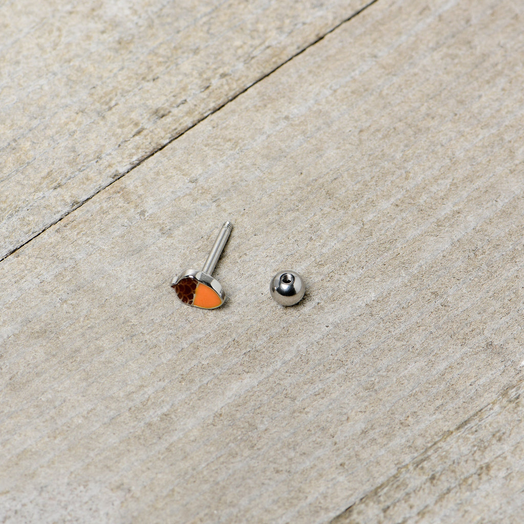 BodyCandy 16G 5/16 Autumn Acorn Brown Orange Cartilage Tragus Earring — in-use photo