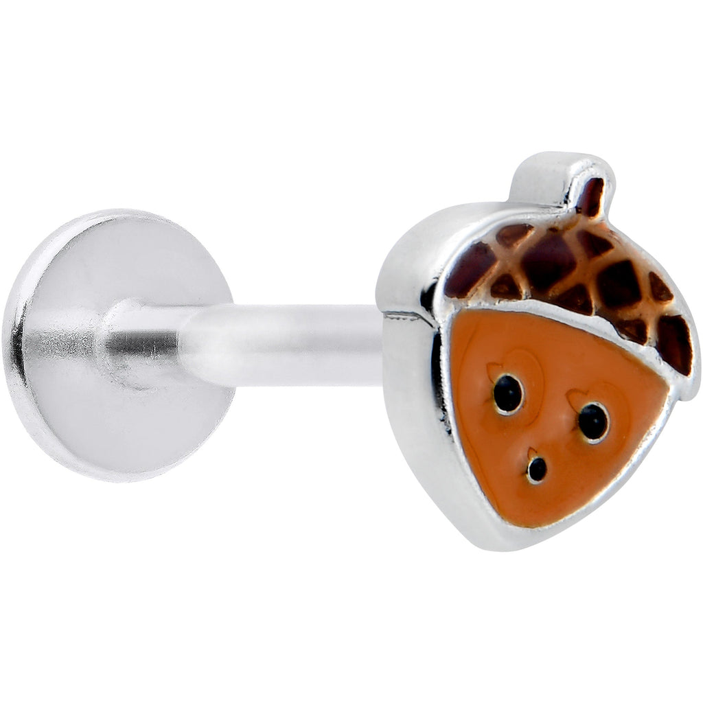 BodyCandy 16G 5/16 Acorn Face Brown Autumn Labret Monroe Tragus — main product shot