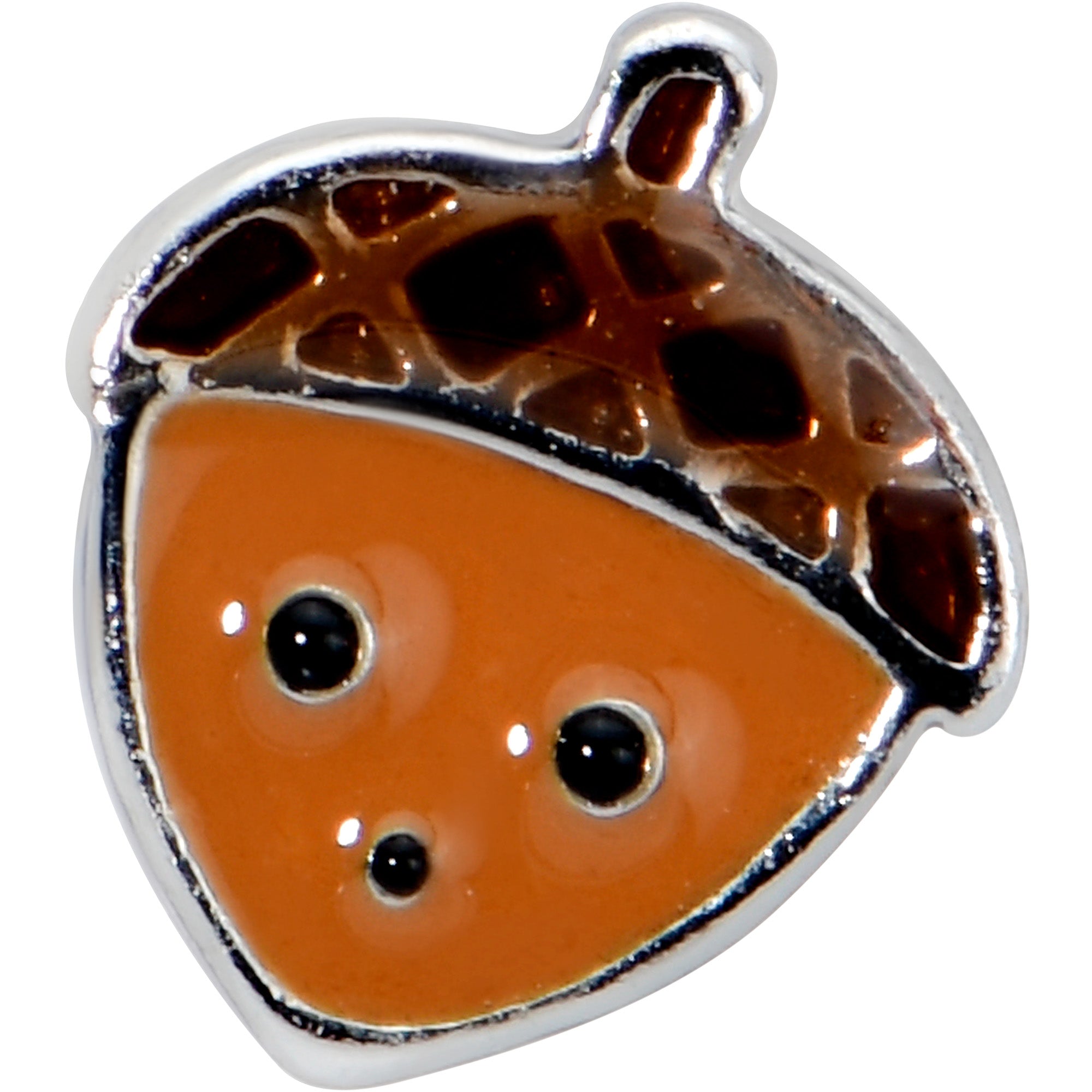 BodyCandy 16G 5/16 Acorn Face Brown Autumn Labret Monroe Tragus — detail close-up