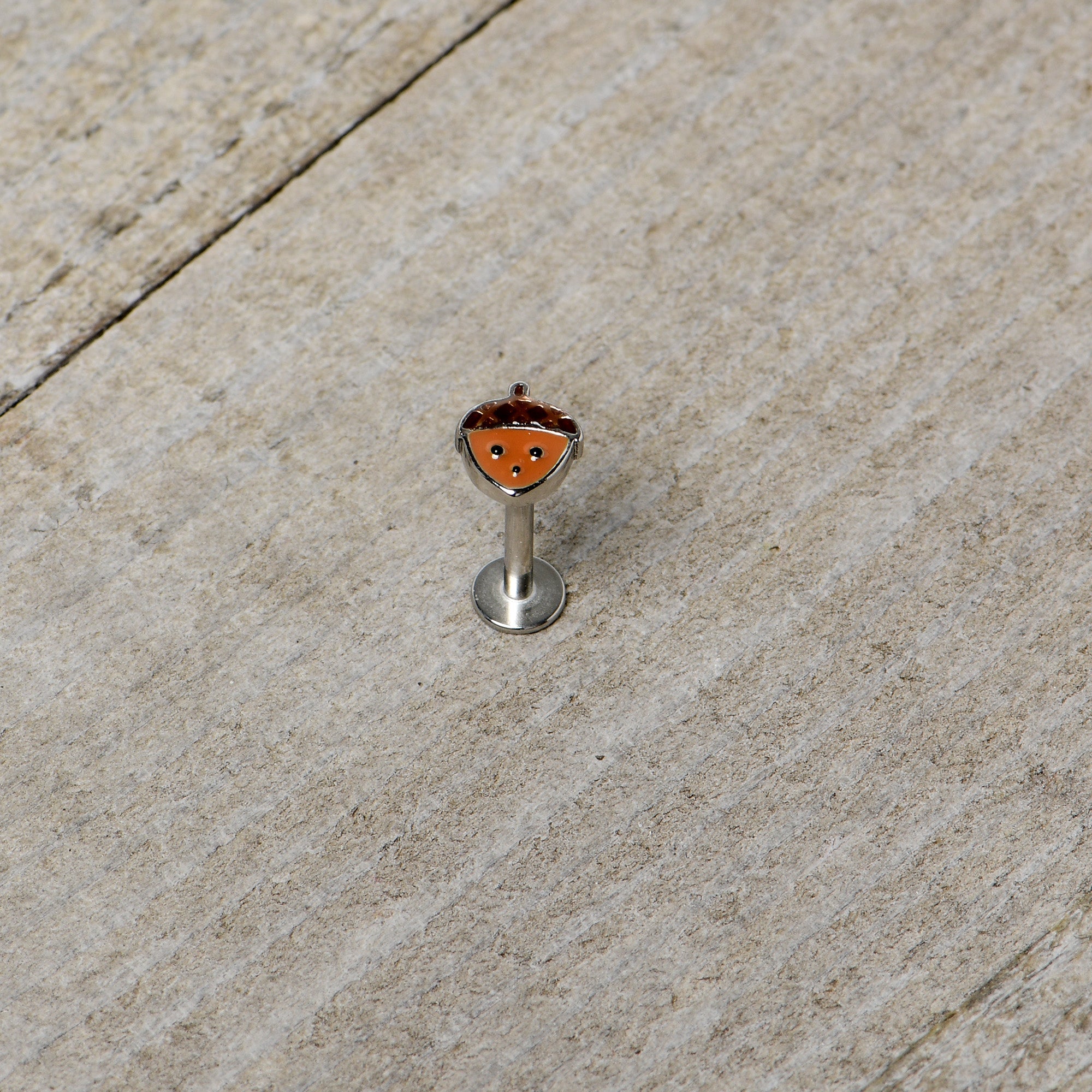 BodyCandy 16G 5/16 Acorn Face Brown Autumn Labret Monroe Tragus — alternative angle