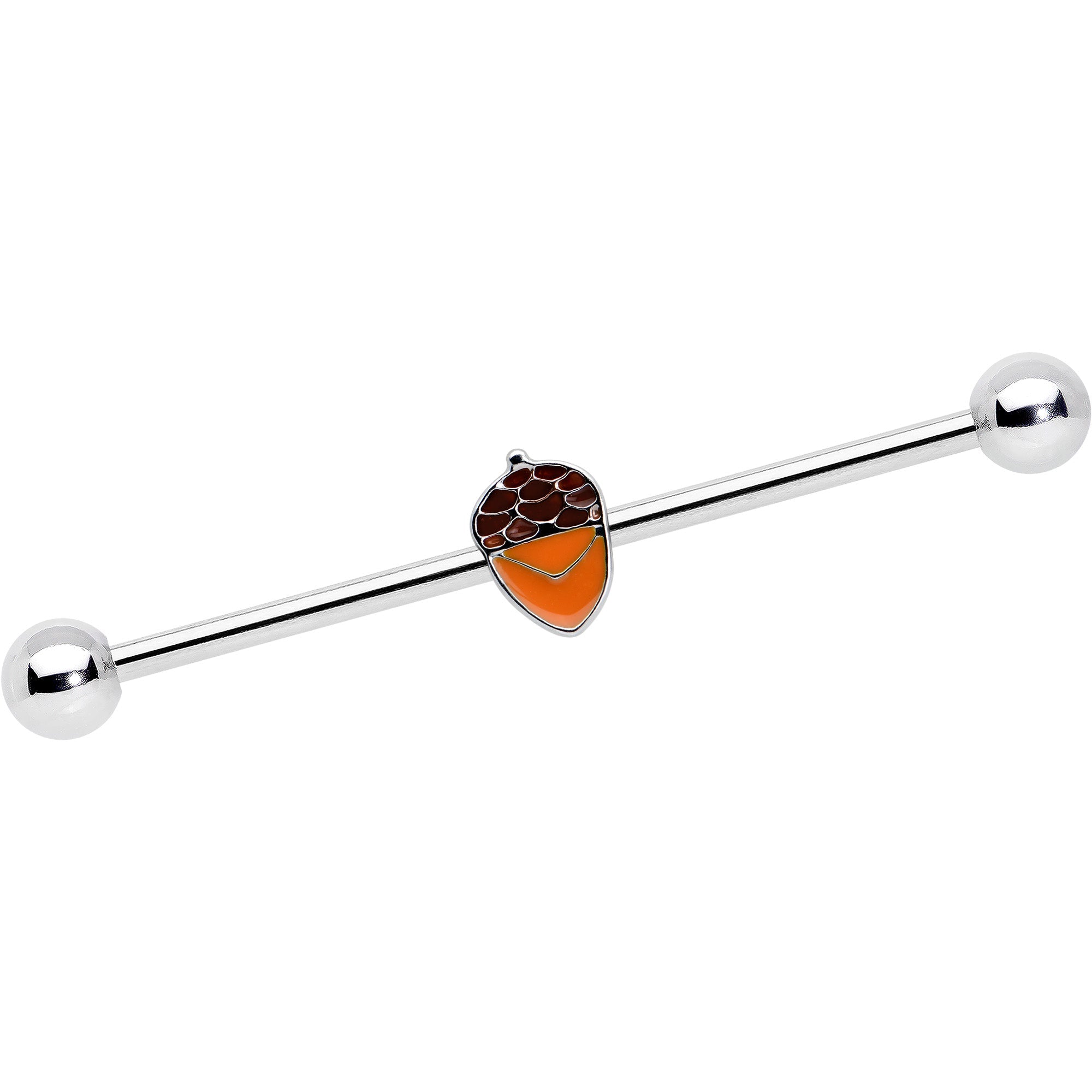 BodyCandy 14G Autumn Acorn Brown Orange Industrial Barbell 38mm — main product shot