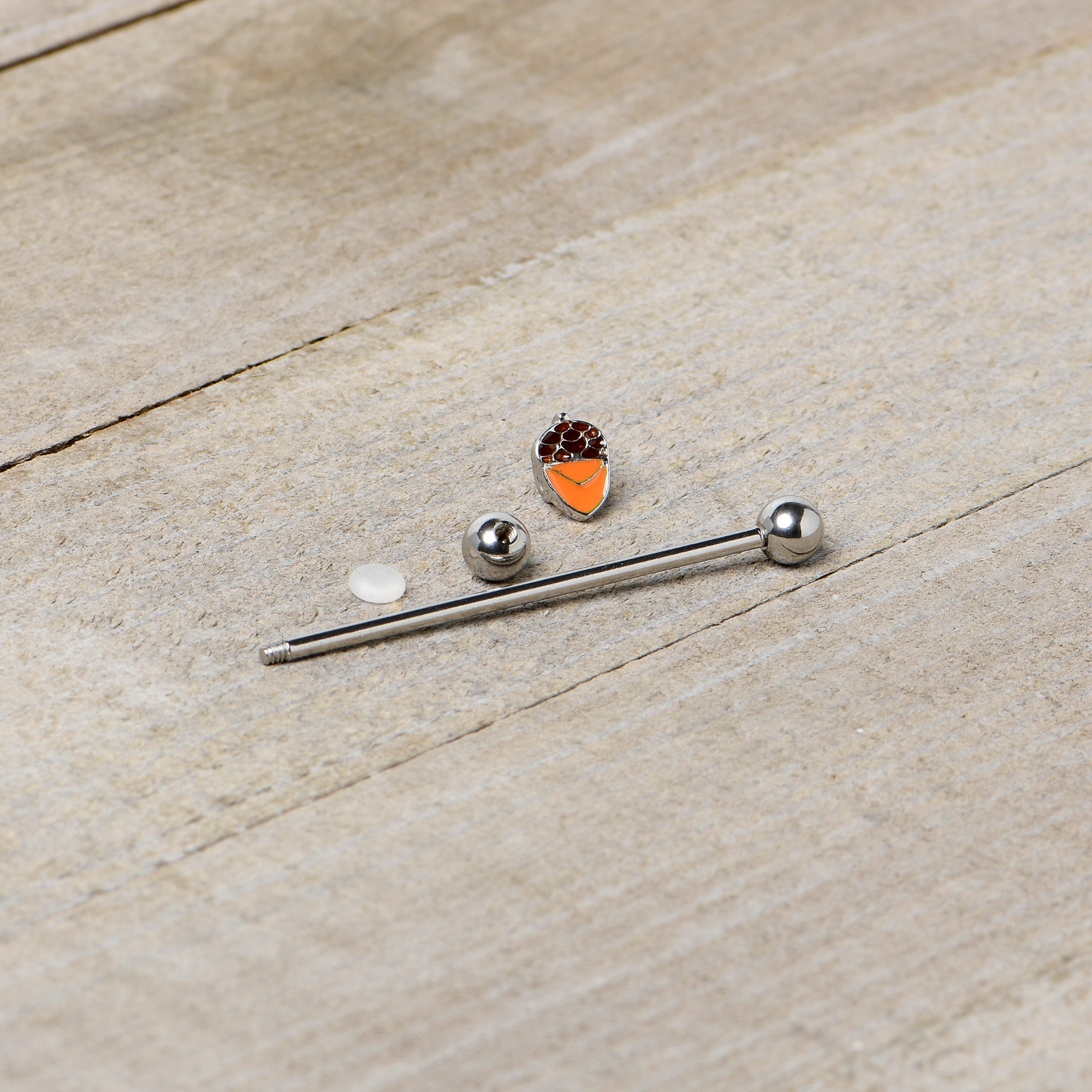 BodyCandy 14G Autumn Acorn Brown Orange Industrial Barbell 38mm — alternative angle