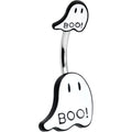 BodyCandy Halloween White Glow in the Dark Ghosts Double Mount Belly Ring — main product shot
