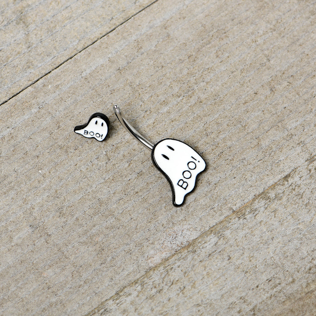 BodyCandy Halloween White Glow in the Dark Ghosts Double Mount Belly Ring — alternative angle