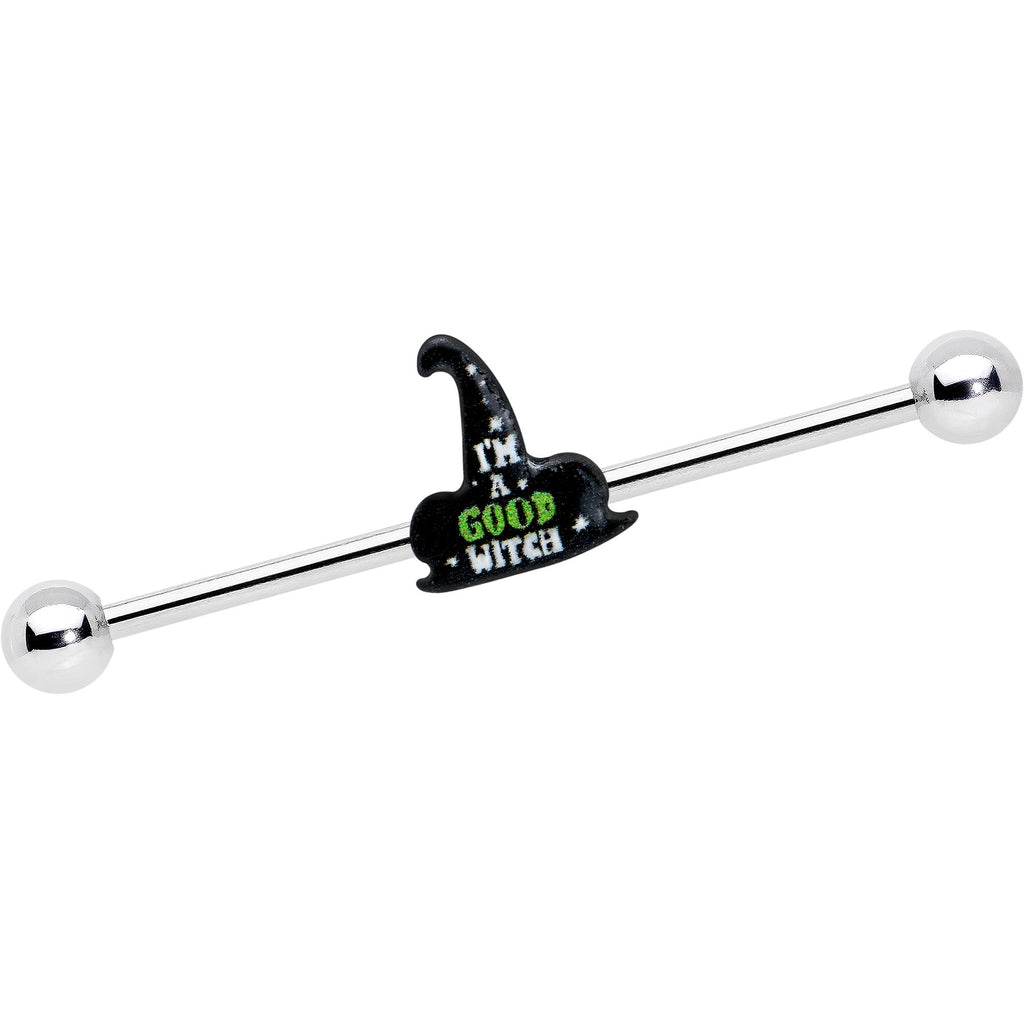 BodyCandy 14G Good Witch Hat Glow the Dark Halloween Industrial Barbell 38mm — main product shot