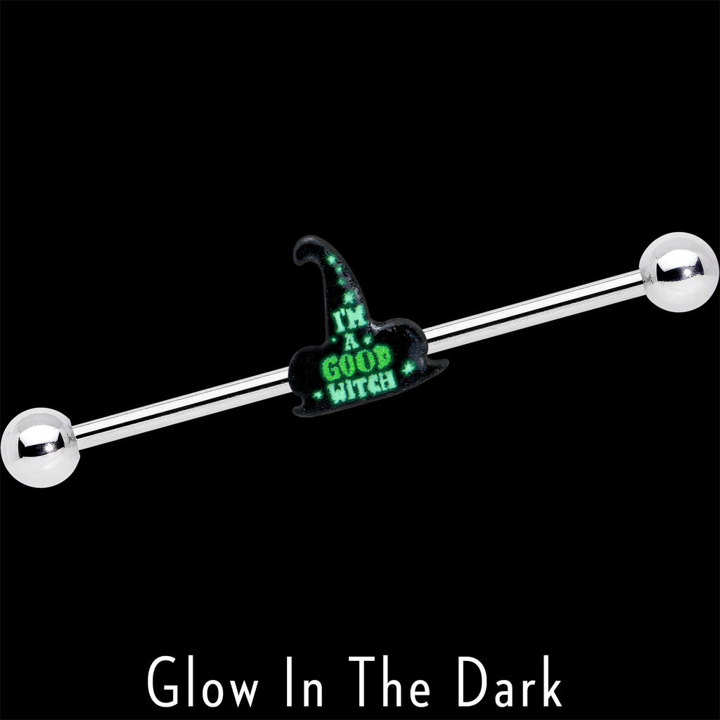 BodyCandy 14G Good Witch Hat Glow the Dark Halloween Industrial Barbell 38mm — lifestyle context