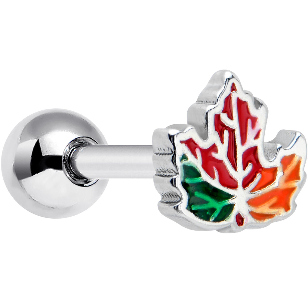 BodyCandy 16G 5/16 Autumn Tricolor Maple Leaf Cartilage Tragus Earring — main product shot