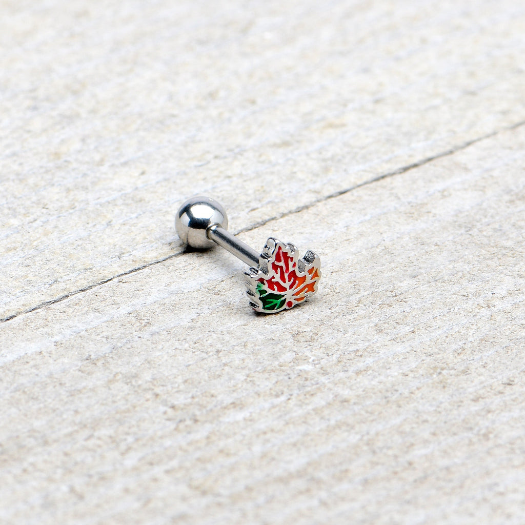 BodyCandy 16G 5/16 Autumn Tricolor Maple Leaf Cartilage Tragus Earring — alternative angle