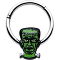BodyCandy 16G 3/8 Frankenstein Head Green Glow in Dark Hinged Segment Ring — main product shot