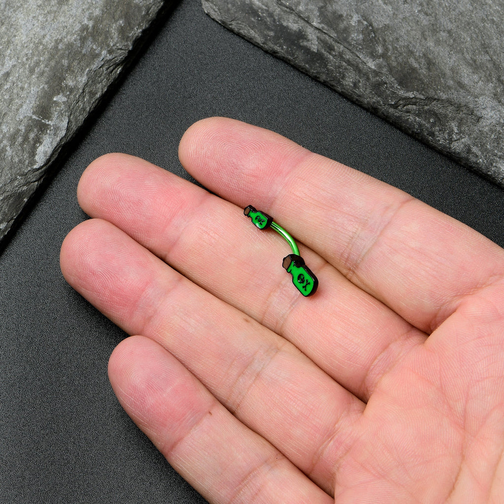 BodyCandy Green Poison Bottle Glow in the Dark Halloween Double Mount Belly Ring — size reference