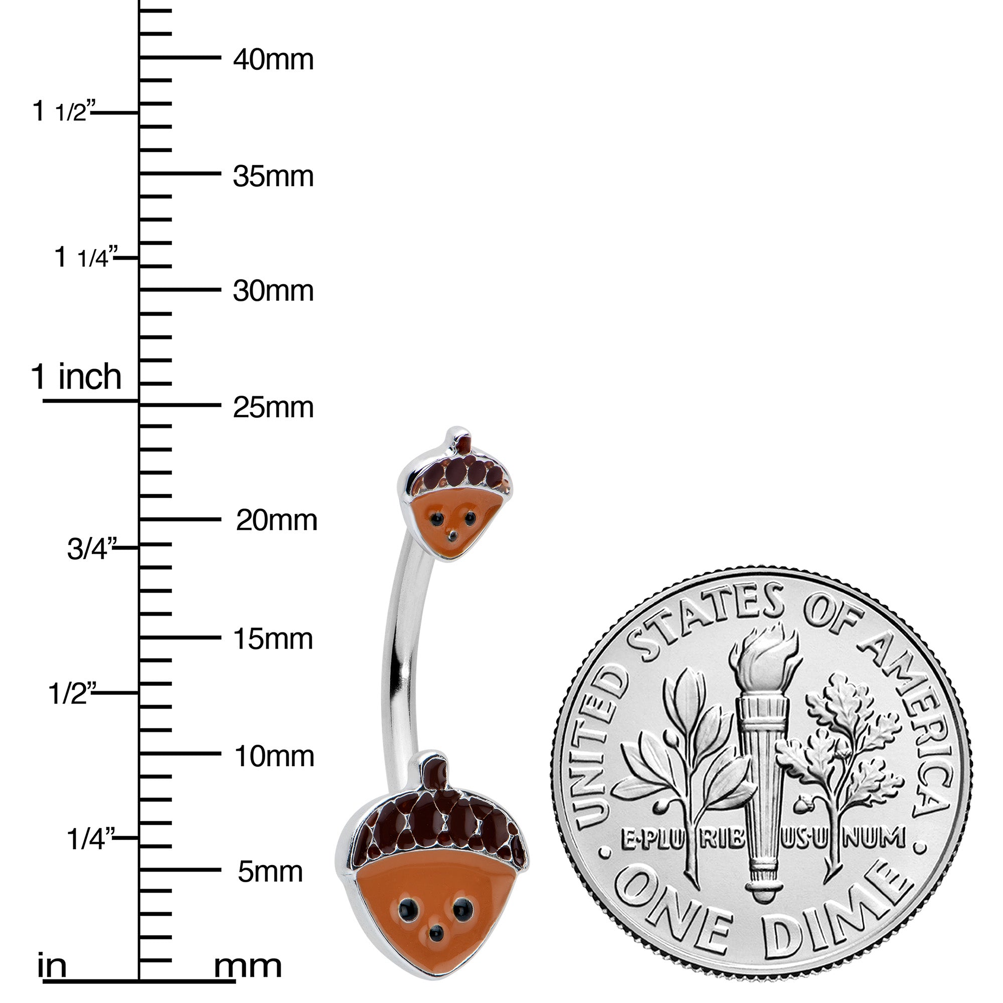 BodyCandy Autumn Acorn Face Brown Fall Double Mount Belly Ring — lifestyle context