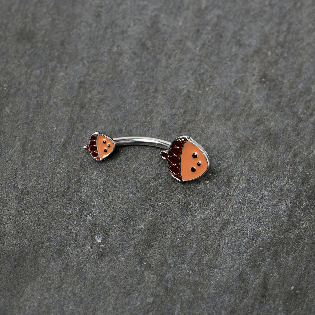 BodyCandy Autumn Acorn Face Brown Fall Double Mount Belly Ring — side view