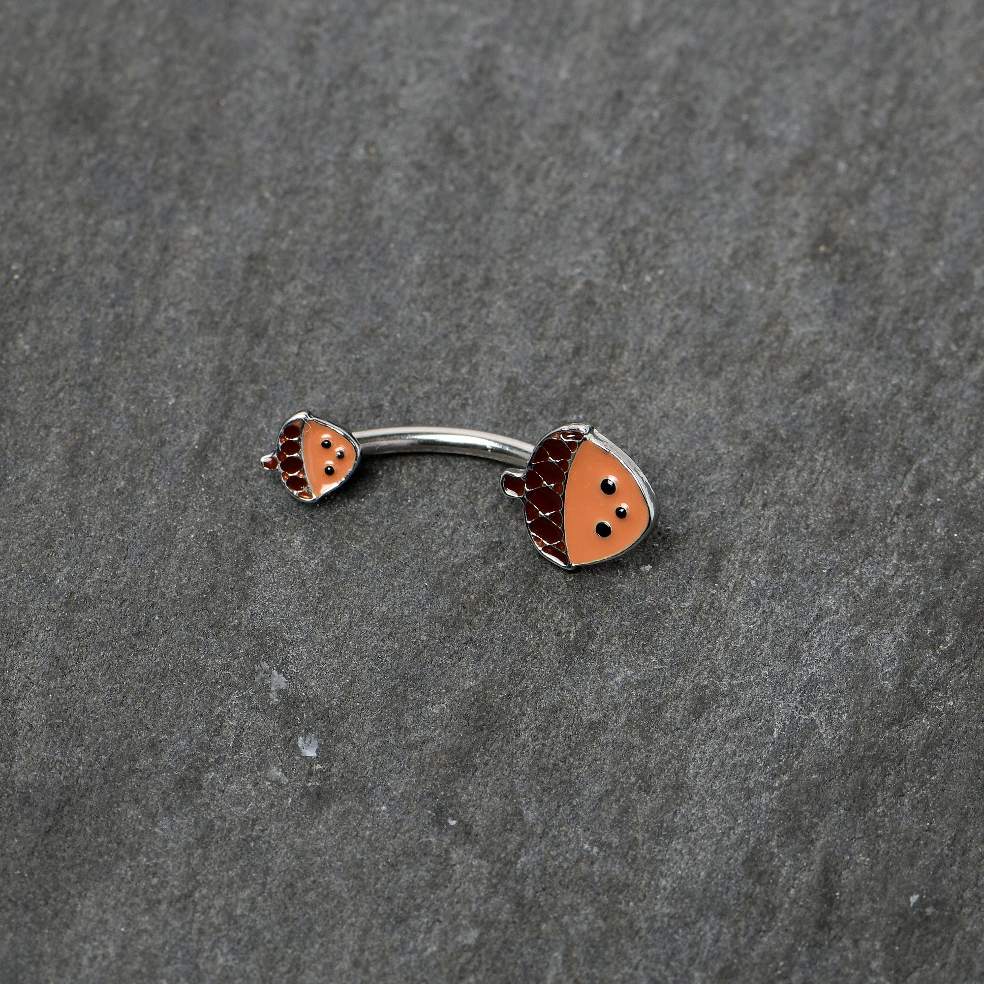 BodyCandy Autumn Acorn Face Brown Fall Double Mount Belly Ring — side view