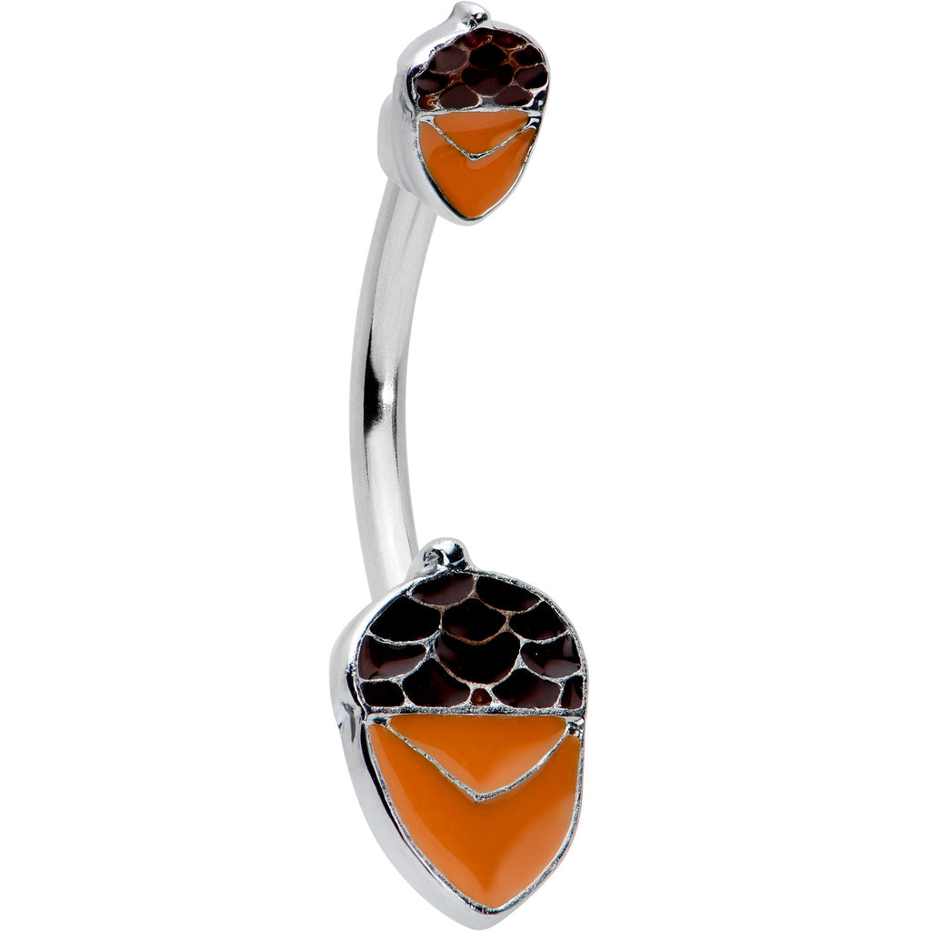 BodyCandy Autumn Acorn Brown Orange Fall Double Mount Belly Ring — main product shot