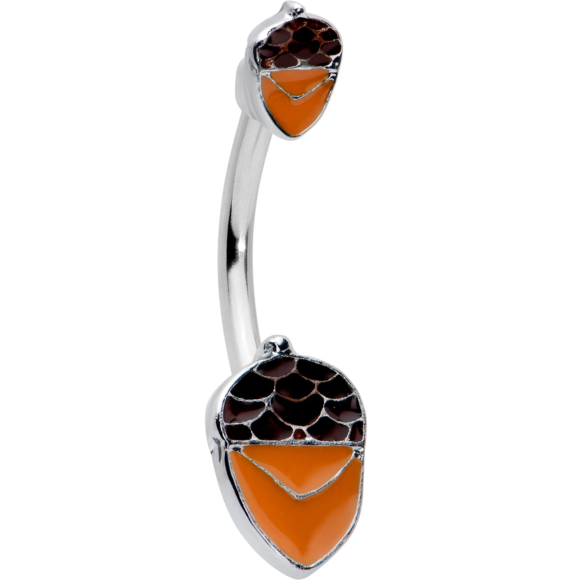 BodyCandy Autumn Acorn Brown Orange Fall Double Mount Belly Ring — main product shot