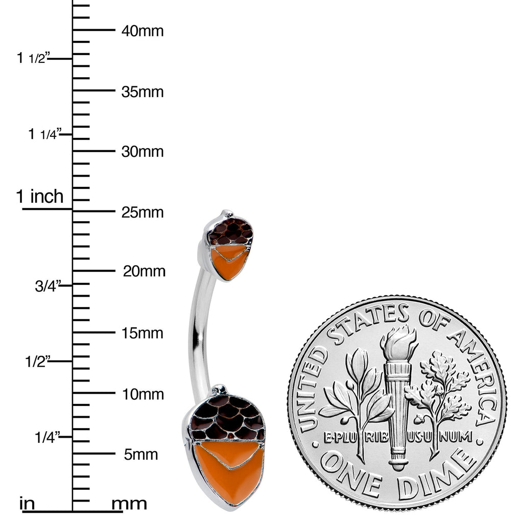 BodyCandy Autumn Acorn Brown Orange Fall Double Mount Belly Ring — lifestyle context