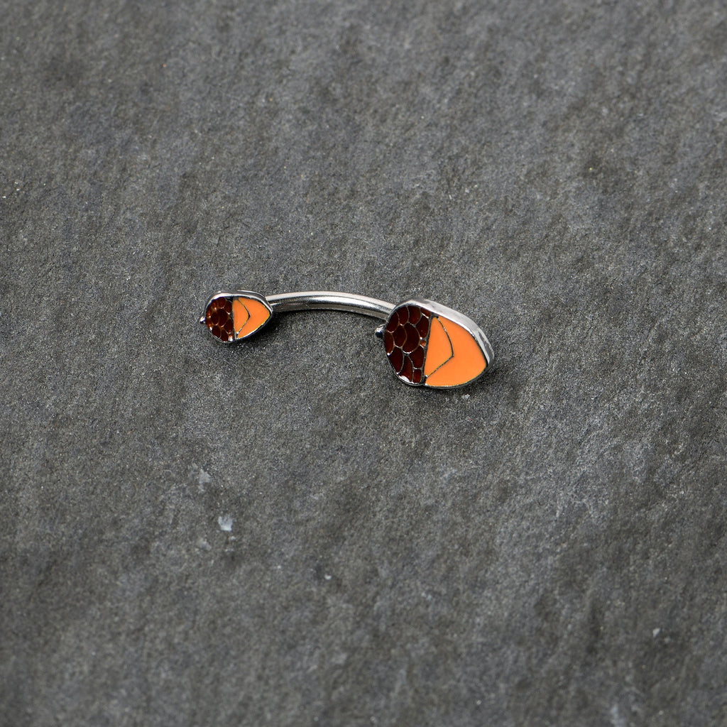 BodyCandy Autumn Acorn Brown Orange Fall Double Mount Belly Ring — side view