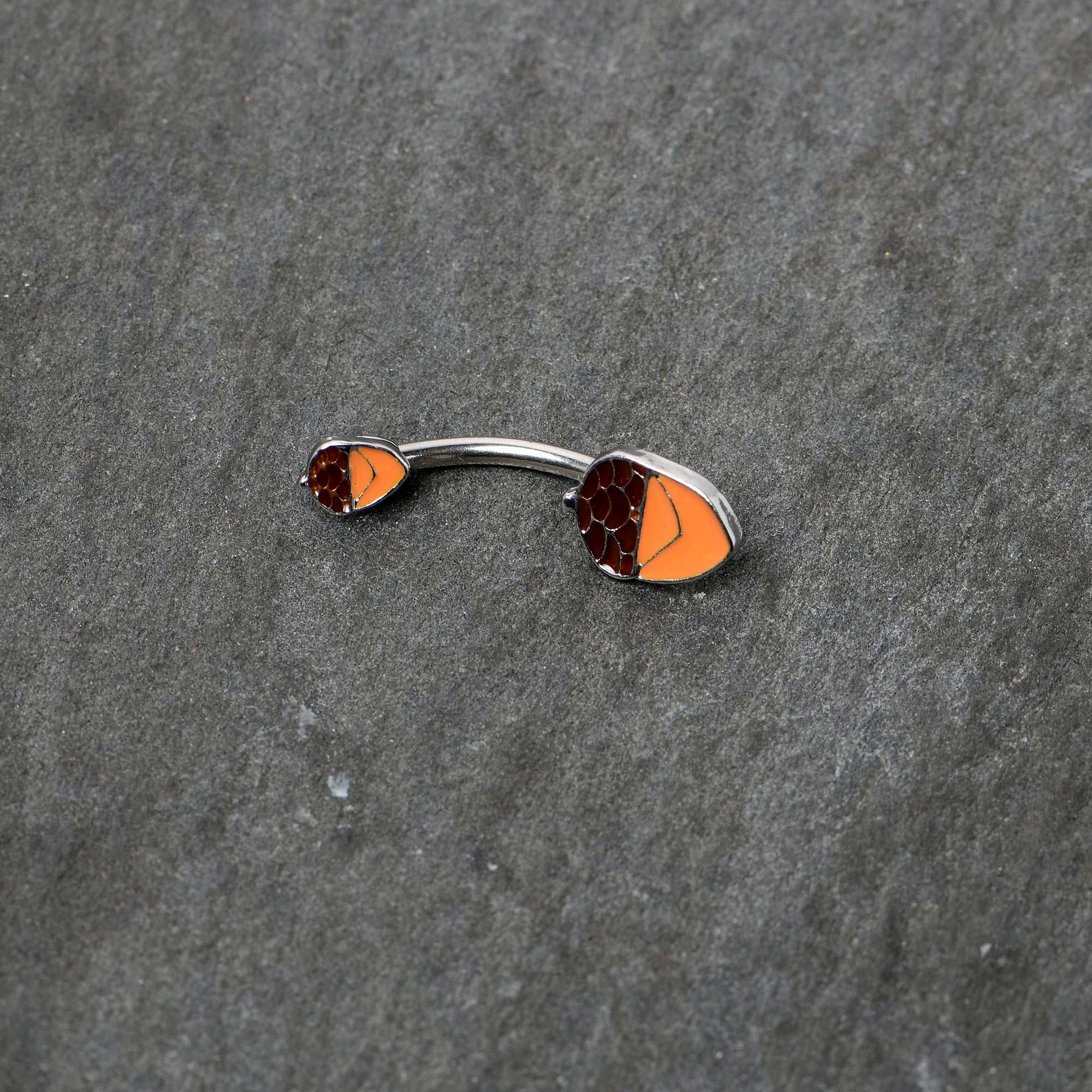 BodyCandy Autumn Acorn Brown Orange Fall Double Mount Belly Ring — side view