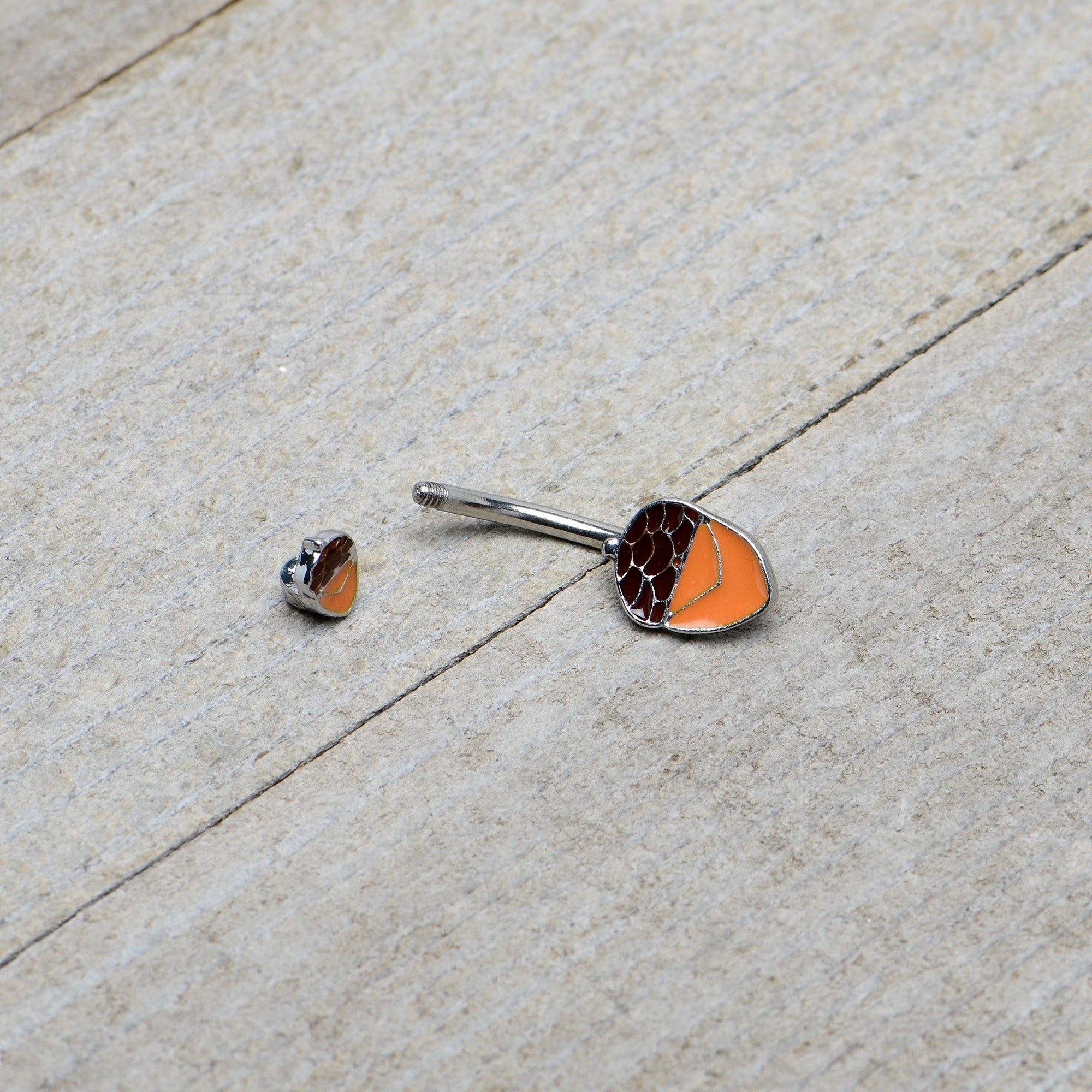BodyCandy Autumn Acorn Brown Orange Fall Double Mount Belly Ring — alternative angle