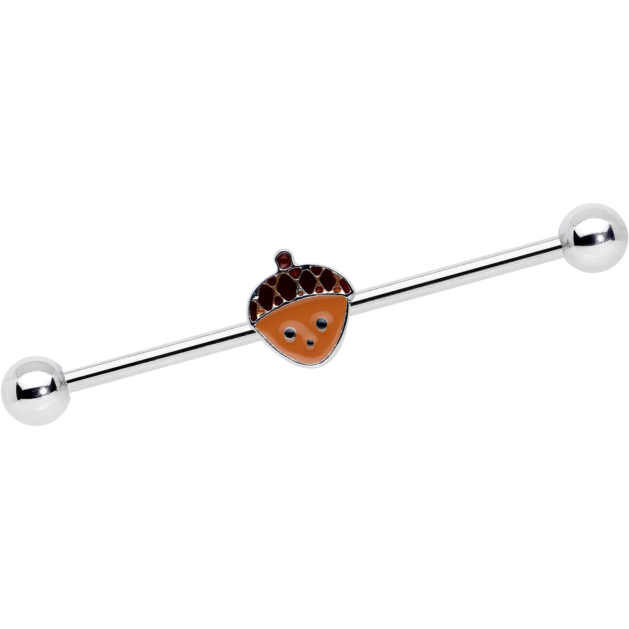 BodyCandy 14G Autumn Acorn Face Brown Fall Industrial Barbell 38mm — main product shot