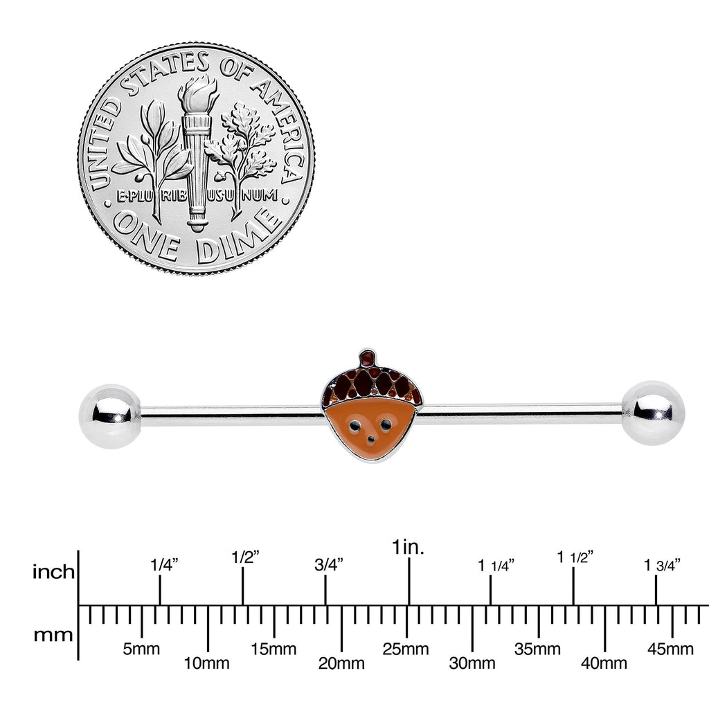 BodyCandy 14G Autumn Acorn Face Brown Fall Industrial Barbell 38mm — lifestyle context
