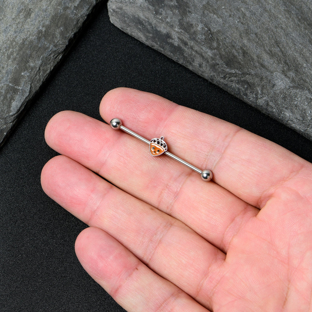 BodyCandy 14G Autumn Acorn Face Brown Fall Industrial Barbell 38mm — size reference