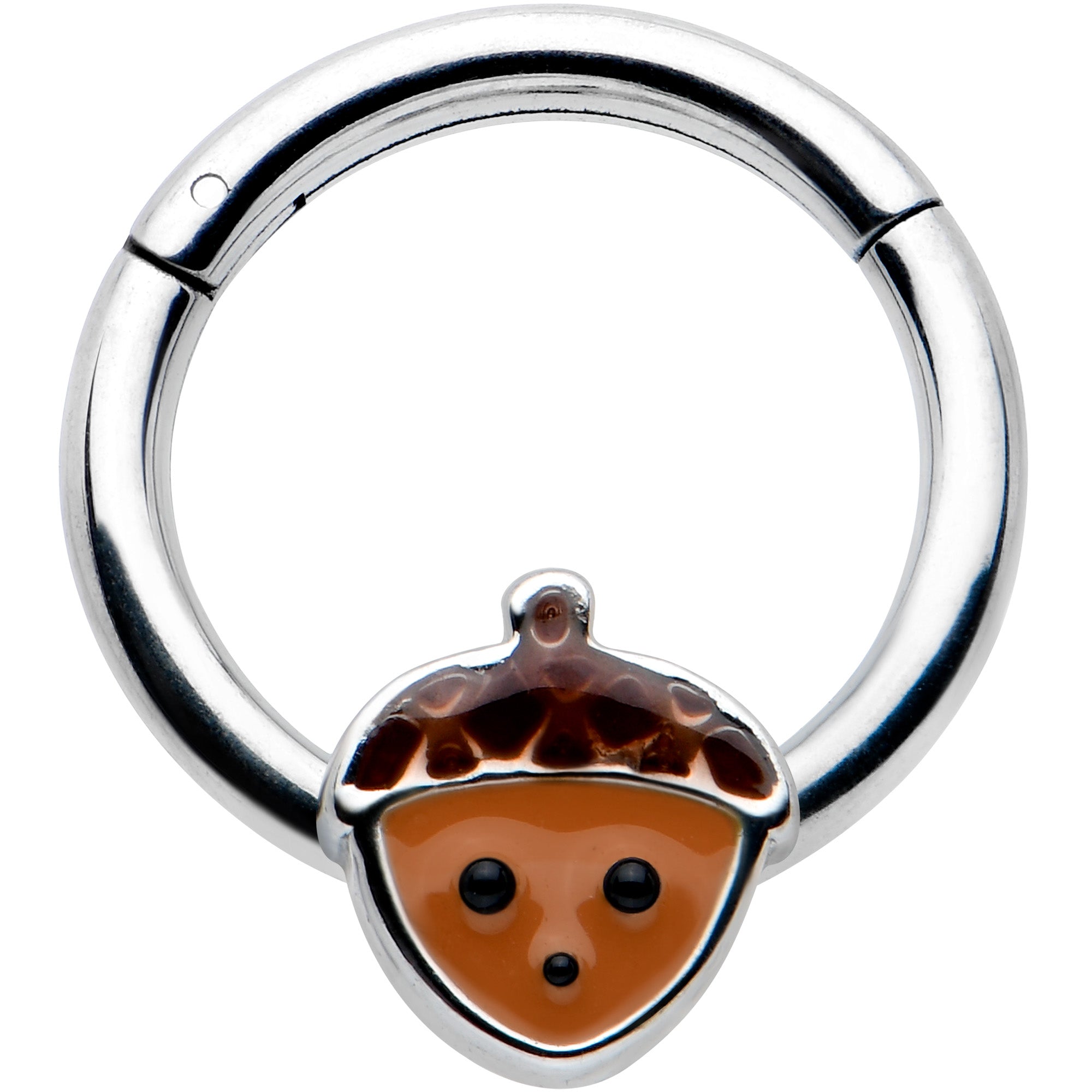 BodyCandy 16G 5/16 Fall Acorn Face Brown Autumn Hinged Segment Ring — main product shot
