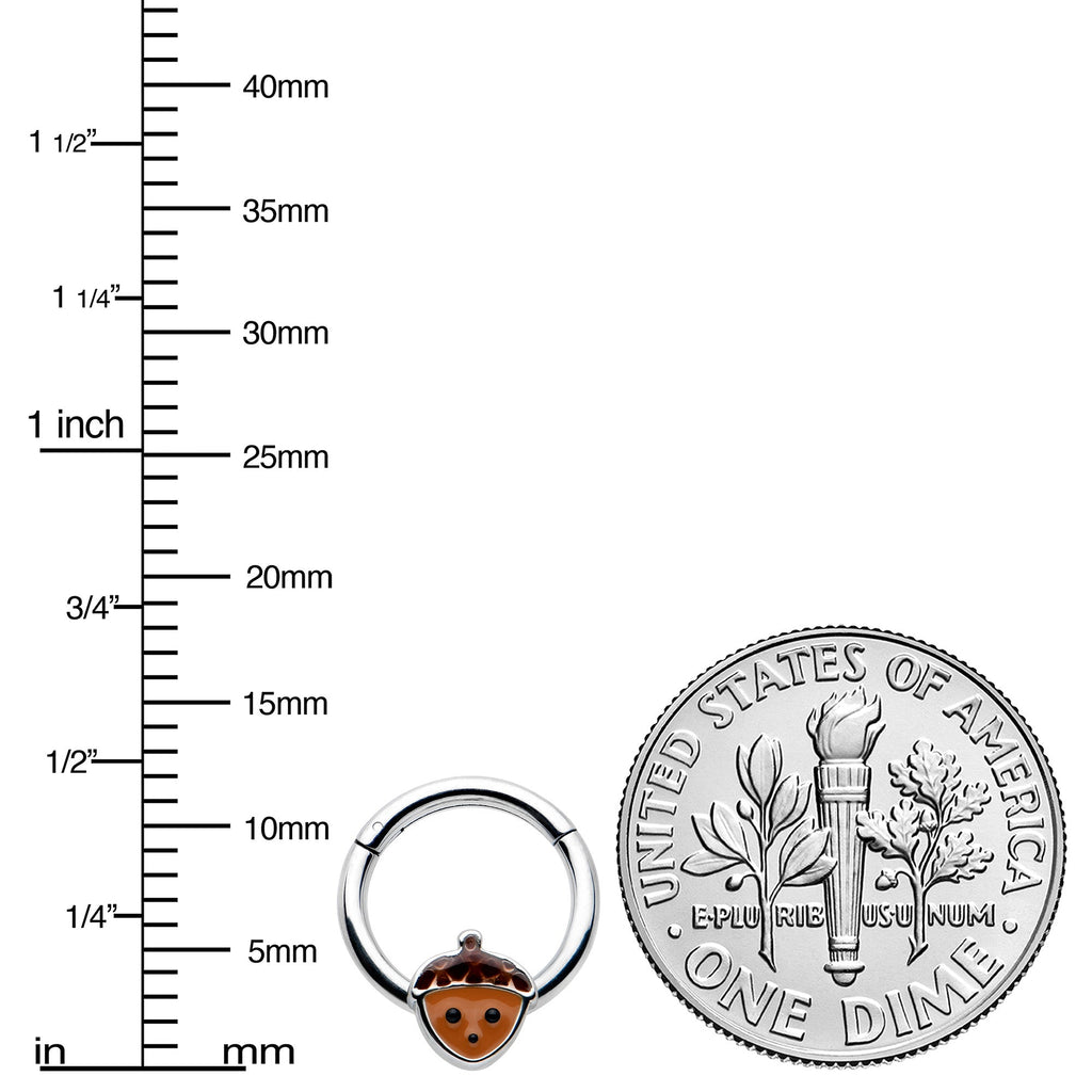 BodyCandy 16G 5/16 Fall Acorn Face Brown Autumn Hinged Segment Ring — lifestyle context